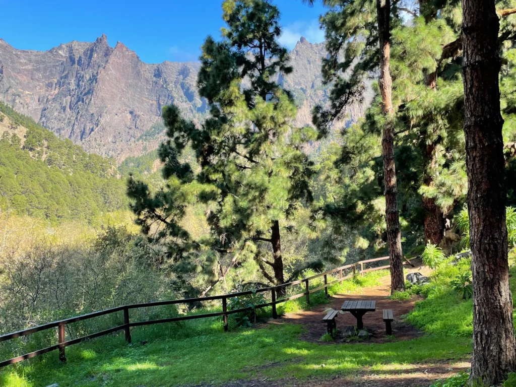 Zona de acampada en la Caldera de Taburiente, el único lugar donde está permitido acampar