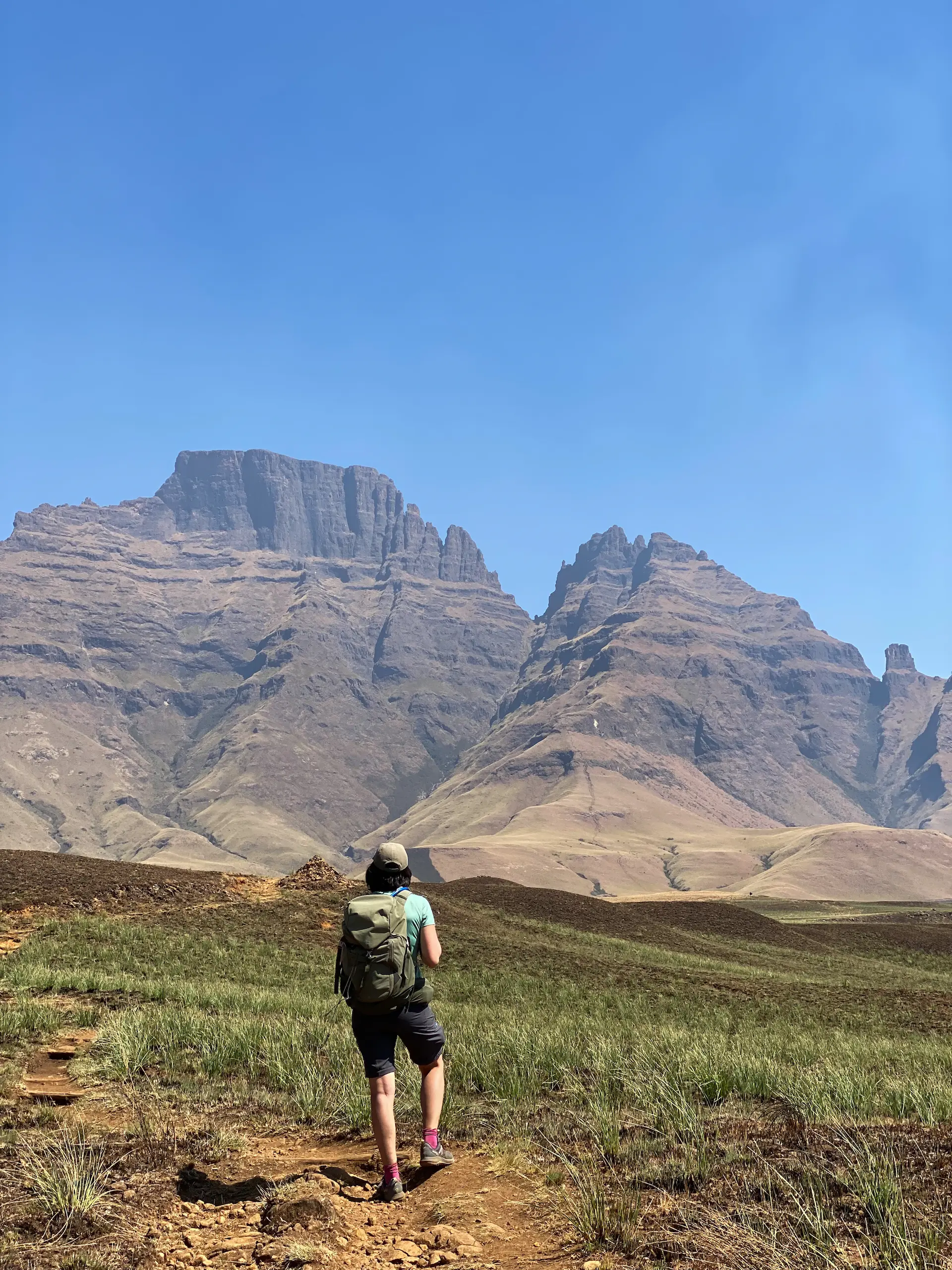 Llegando a Blind Man's corner en Champagne Valley en las Drakensberg